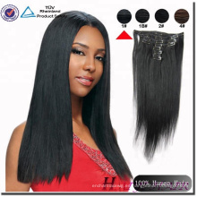 Qingdao Haiyi 100% indio Remy Hair Clip en extensiones de cabello para afroamericanos